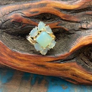 14KT green prehnite ring